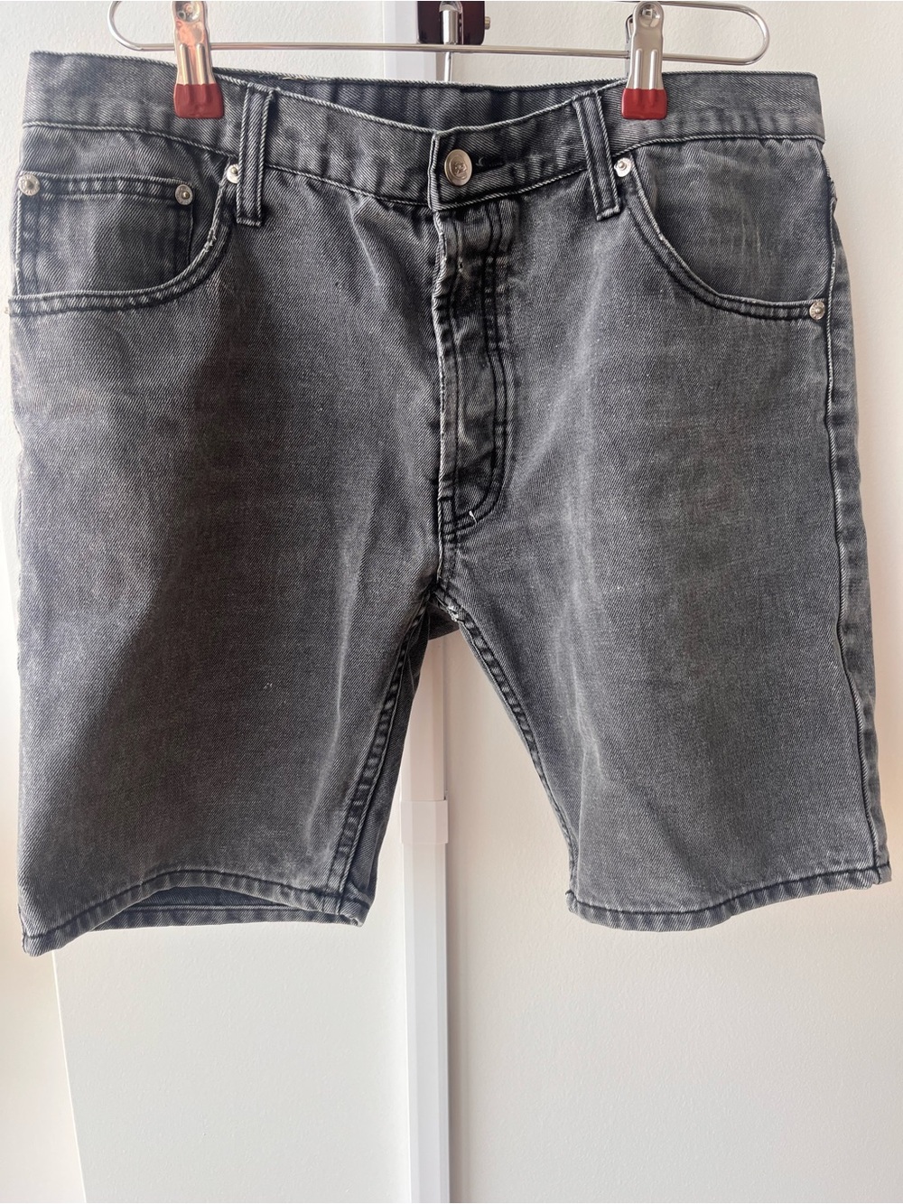 Cheap Monday Men's Faded Black Denim Shorts